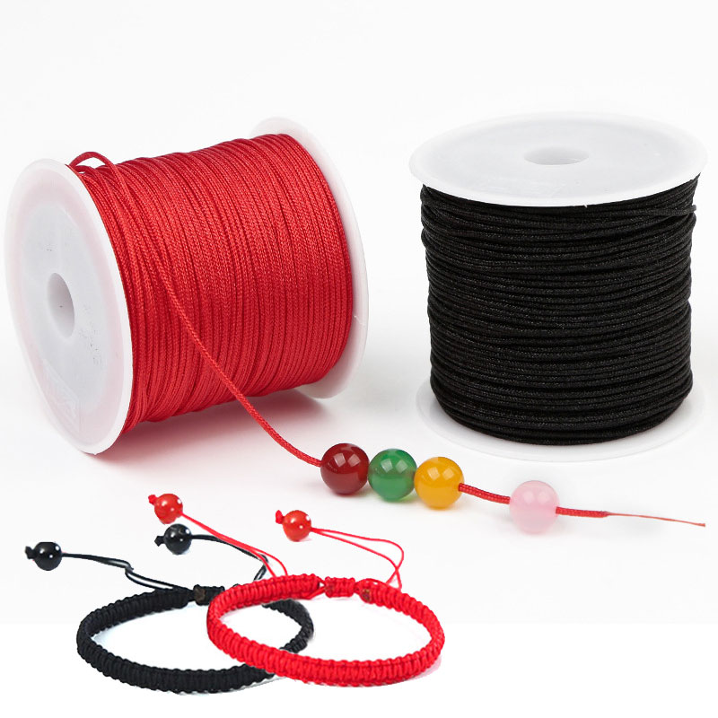 Ribbon Wired Satin - 50M/roll 0.8mm Nylon Thread Cord Satin