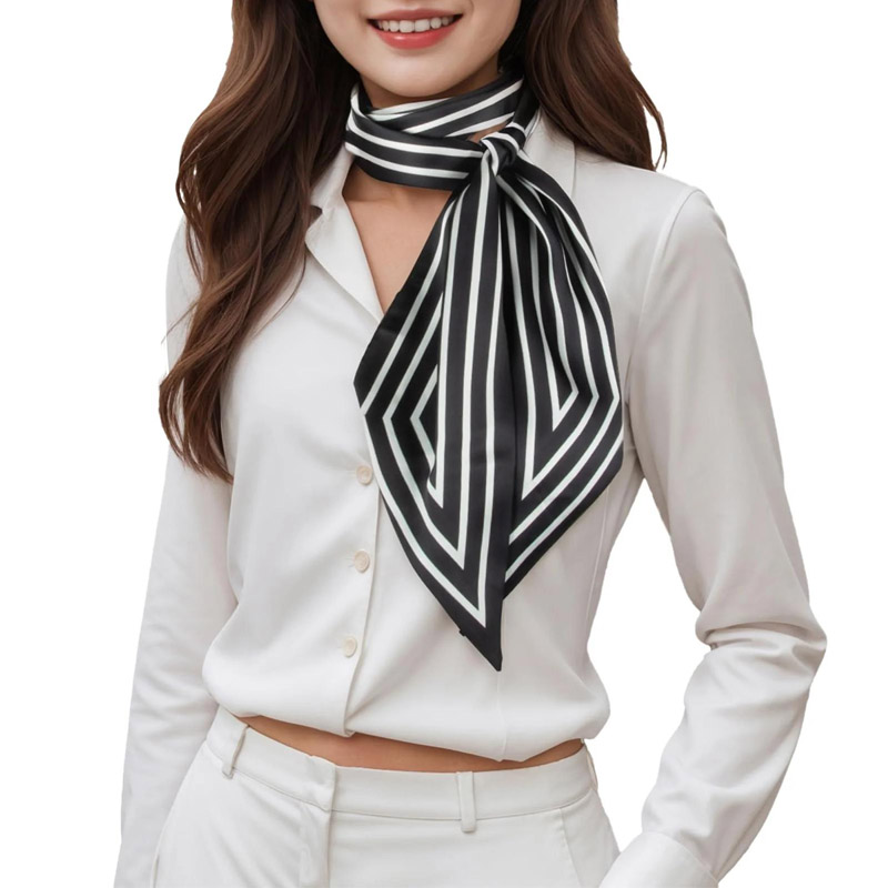 Ribbon Wired Satin - Fashion Stripes Hair Ribbon Scarf Women