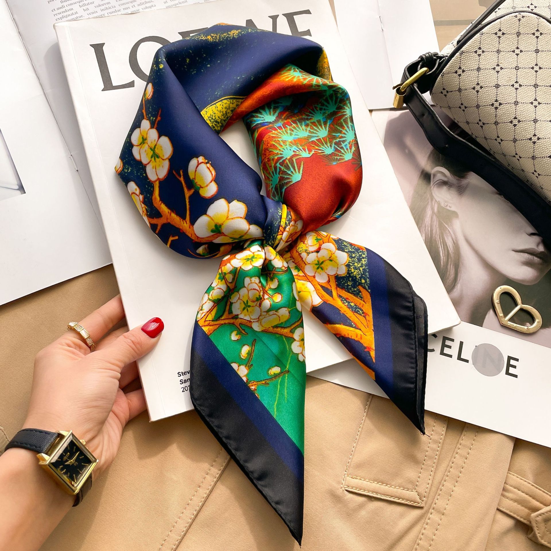 2025 Luxury Fashion Print 70*7 - đánh giá và giá Ribbon Wired Satin