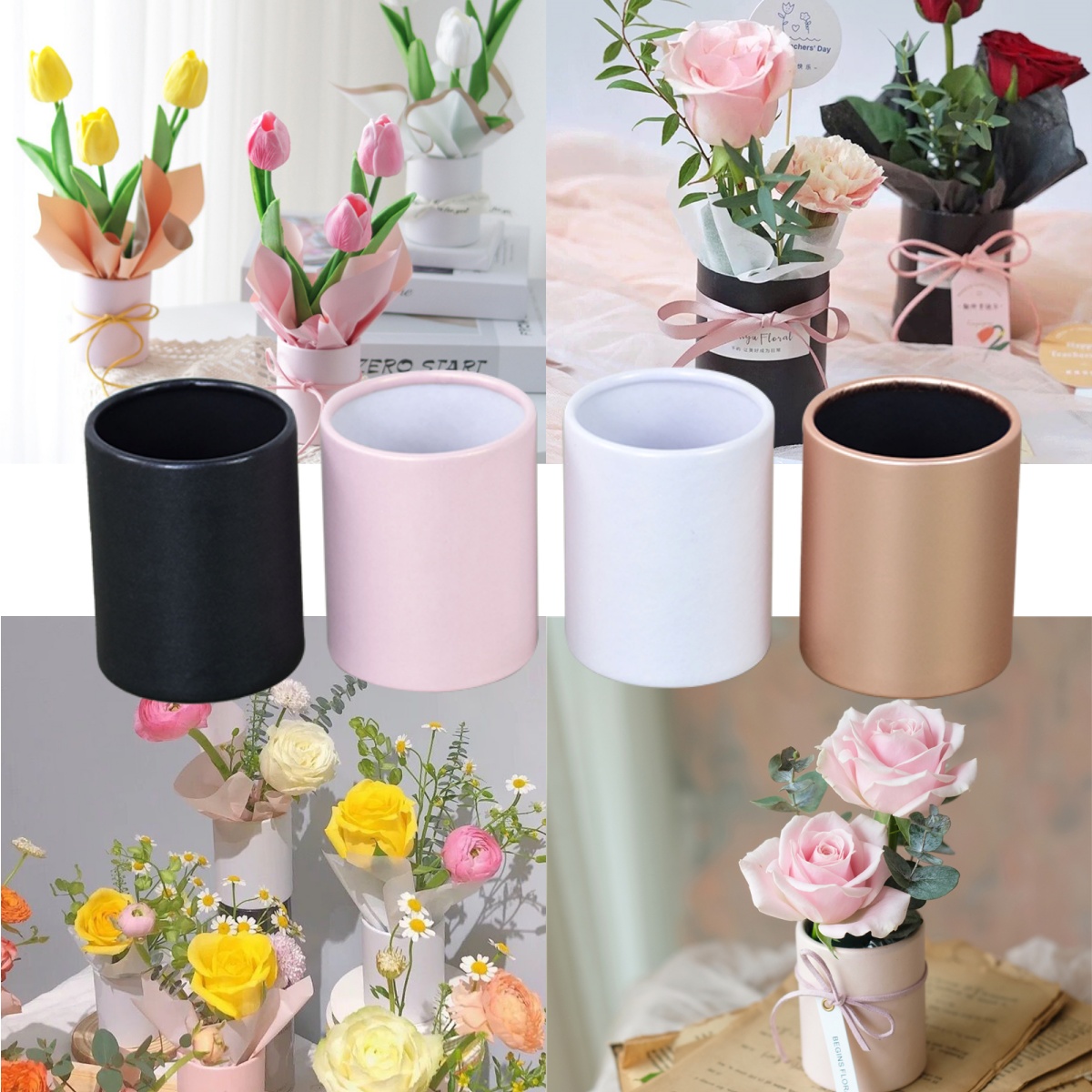 4pcs Mini Round Flower Box Gif - đánh giá và giá Florist Supply Paper