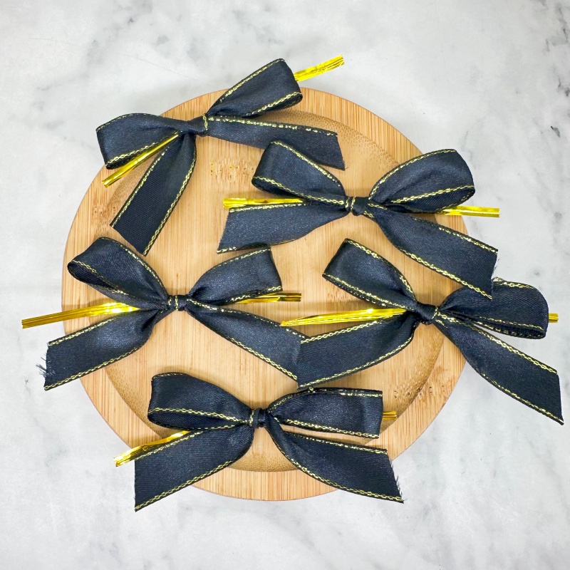 20pcs Black Satin Ribbon Bows  - đánh giá và giá Ribbon Wired Satin
