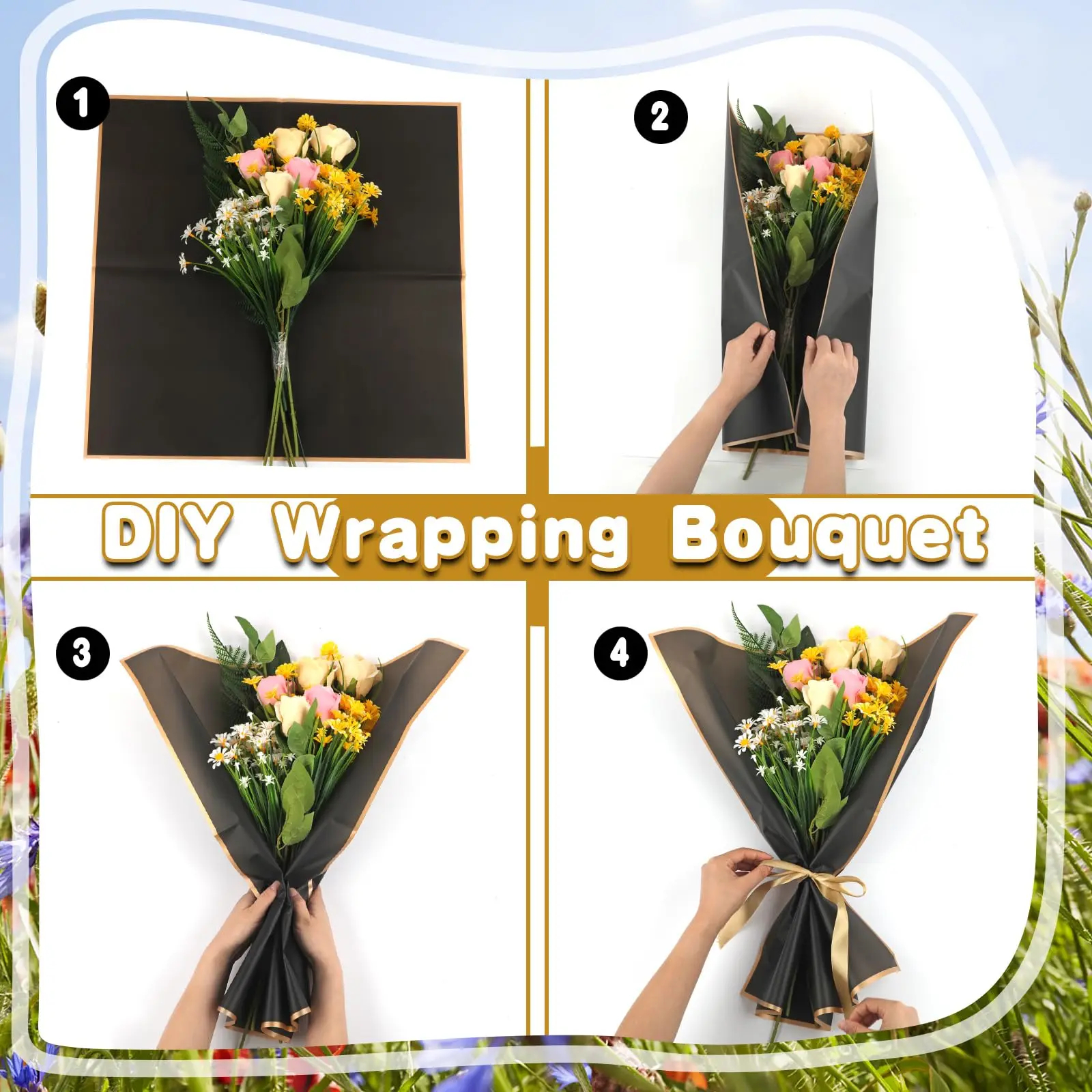 20 Sheets Black Flower Wrappin - đánh giá và giá Florist Supply Paper